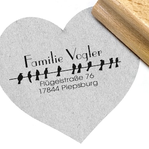 Timbro indirizzo personalizzato BIRDS II - timbro, timbro famiglia, timbro aziendale, timbro in legno, timbro automatico, regalo,