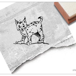 Stempel Luchs II - Tierstempel Raubkatze, Lynx - Luchsstempel für Kita, Kinderzimmer, Schule, Basteln, Deko, Geschenk für Kinder, Scrapbook