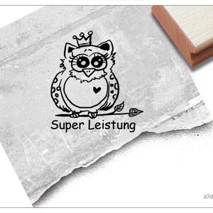 Stempel Lehrerstempel Eule III, Super Leistung - Lob zur Motivation der Kinder, Belohnung, Belobigung, Kita und Schule, Geschenk für Kinder