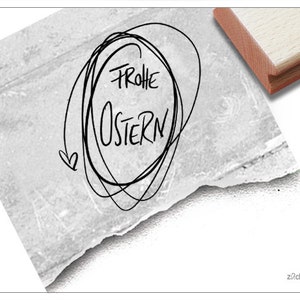 Stempel Osterstempel FROHE OSTERN Handschrift im Osterei - Textstempel Osterfest, Karten, Geschenkanhänger, Geschenk, Osterdeko, Scrapbook