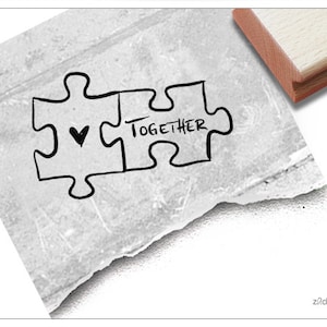 Stempel Motivstempel PUZZLE Together - Bildstempel zum Valentinstag, Einladung zur Hochzeit, Liebe und Freundschaft, Scrapbook, Tischdeko