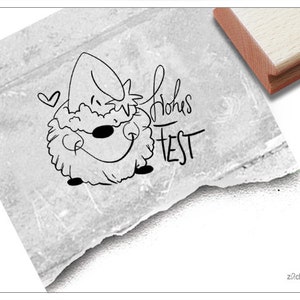 Timbro Buon Natale con elfo di Natale - Timbro di Natale con elfo, gnomo - per biglietti di auguri, etichette regalo, decorazioni da tavola e album