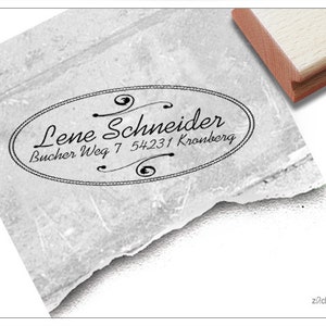 Timbro indirizzo personalizzato OVALE decorato - timbro indirizzo, timbro famiglia, timbro in legno o timbro automatico personalizzato, regalo