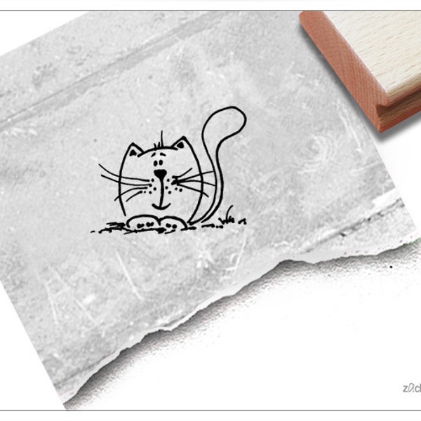 Stempel Miezekatze - Tierstempel Katze Mieze - Motivstempel für Kita, Kinderzimmer und Schule, Basteln, Geschenk für Kinder, Katzen Deko