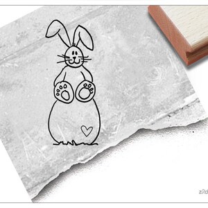 Stempel Osterstempel OSTERHASE Olli - Tierstempel zu Ostern, für Ostergrüße, Karten, Geschenkanhänger, Geschenk für Kinder, Osterdeko