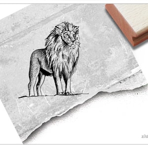 Sello de león - sello con motivo de animal, sello de animal África, depredador, sello de león para tarjetas, manualidades, arte y decoración, álbum de recortes, regalo