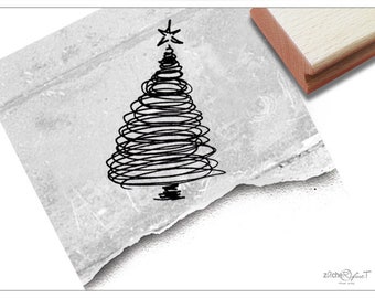 Christmas Stamp- rubber stamp CHRISTMAS TREE in Doodlelook - for card making, as gift or for decorating christmas tags, Christmas decoration