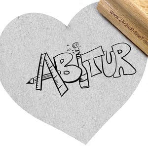 Tampon texte - ABITUR avec bouteille de champagne et stylo, en écriture manuscrite, pour cartes, étiquettes, étiquettes cadeaux, papier d'emballage, scrapbooking