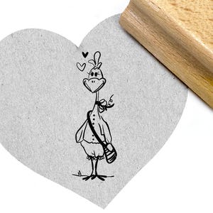 Tampon Love Poule avec Sac à Main - Tampon animal à colorier, cadeau pour enfants, cartes et étiquettes cadeaux, bricolage, décoration de table