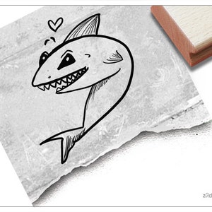 Stempel Kinderstempel HAI-Fisch - Tierstempel / Bildstempel für Kita, Kinderzimmer und Schule, Geschenk für Kinder, Geburtstag, Einschulung