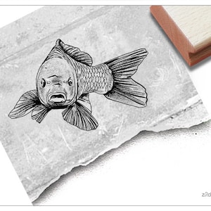 Stempel Karper - Motief stempel met vis Koi - Dieren stempel Vis stempel Karper stempel - Vissen Meer Visser - Kaarten Knutselen Decoratie Scrapbook