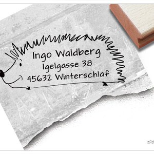 Stempel personalisiert Adressstempel Igel - Kinderstempel mit Name, Adresse und Tier, für Kita und Schule, Holzstempel o. Automatikstempel