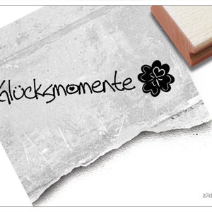 Tamponnez des moments de bonheur avec une feuille de trèfle - tampon de texte pour félicitations, mariage, motivation, cartes, étiquettes cadeaux, bricolage, décoration, scrapbooking
