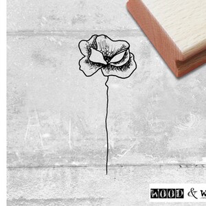 Stempel Motivstempel BLUME Einsamer Mohn - Bildstempel für Karten, Servietten, Tischdeko, Scrapbook, Bullet Journal, Kunst u. Deko, Geschenk