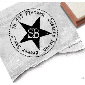 Timbro per indirizzo personalizzato STERN II rotondo come timbro postale - timbro per indirizzo, timbro per famiglia, timbro in legno personalizzato, regalo
