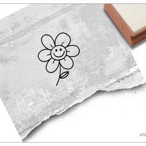 Stempel Lachende Blume - Süßer Motivstempel mit Blümchen - Kinderstempel für Kita, Kinderzimmer und Schule, Basteln, Geschenk für Kinder