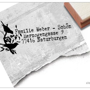 Sello de dirección personalizado PEQUEÑOS PAJAROS - sello de dirección, sello familiar, sello de madera o sello automático individualizado, regalo