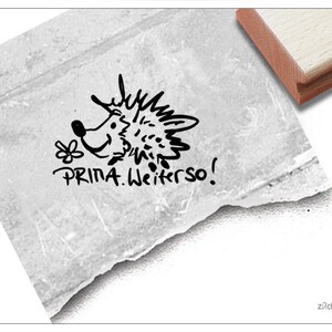 Stempel Lehrerstempel Prima. Weiter so! mit Igel - Lob zur Motivation, Belohnung, Belobigung, für Kita und Schule, Geschenk für Kinder