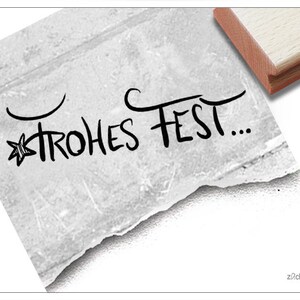 Stempel Weihnachtsstempel FROHES FEST... in Handschrift - Textstempel zu Weihnachten, für Karten, Geschenkanhänger, Geschenk, Weihnachtsdeko