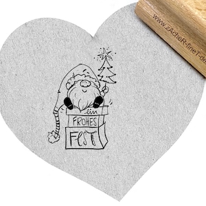 Tampon de Noël gnome Joyeux Noël - en écriture manuscrite, tampon texte pour Noël, étiquettes cadeaux, cartes, décorations de Noël