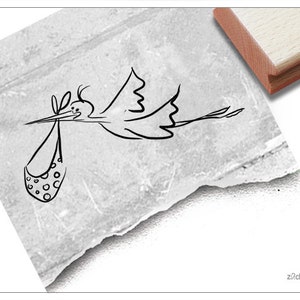 Stempel Motivstempel STORCH - Tierstempel/ Bildstempel zur Geburt o. Taufe, für Karten, Einladung, Geburtsanzeige, Scrapbook, Fotobuch, Deko