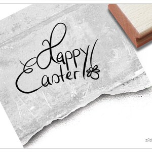 Stempel Osterstempel Happy Easter! in Handschrift - Textstempel zu Ostern, für Karten, Geschenkanhänger, Scrapbook, Osterdeko, Geschenk