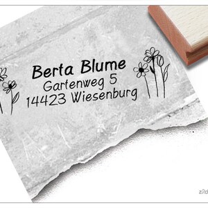 Stempel Adressstempel personalisiert BLUMEN - Adress Stempel, Familienstempel individuell, Holzstempel o. Automatikstempel, Geschenk