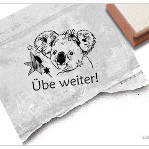 Stempel Lehrerstempel Koala, Übe weiter! - Stempel für Lehrer, Kritik zur Motivation der Kinder, Belohnung, Belobigung, Schulstempel, Schule