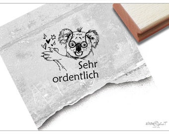 Stempel Lehrerstempel mit Koala, Sehr ordentlich - Stempel für Lehrer, Lob zur Motivation der Kinder, Belohnung, Belobigung, Schulstempel