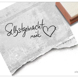 Stempel SELBSTGEMACHT mit Herz in Handschrift - Textstempel für Karten, Geschenkanhänger und Geschenke, Etiketten selbst gemacht, Handarbeit