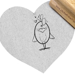 STEMPEL Schmunzelndes HUHN mit HERZ - Motivstempel zum Basteln und Ausmalen, Osterstempel für Karten und Geschenkanhänger  von zAcheR-fineT