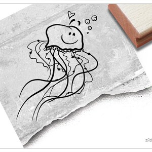 Stempel Kinderstempel QUALLE - Tierstempel / Bildstempel für Kita, Kinderzimmer und Schule, Geschenk für Kinder, Geburtstag, Einschulung
