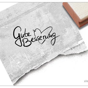 Tampon de rétablissement avec cœur - tampon de texte pour cartes, étiquettes cadeaux, scrapbooking - dicton, santé, tampon de consolation, bons vœux