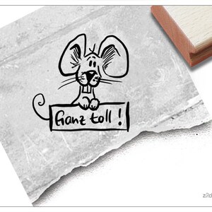 Stempel Lehrerstempel Ganz toll! mit Maus - Lob zur Motivation der Kinder, Belohnung, Belobigung, für Kita und Schule, Geschenk für Kinder