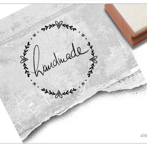 Stempel HANDMADE mit Ranke - Textstempel für Karten und Geschenkanhänger, Etiketten selbst gemacht, Geschenke dekorieren, kochen und backen