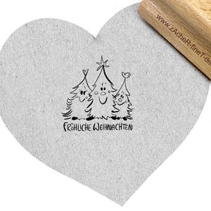 Tampon de Noël Joyeux Noël avec sapins - en écriture manuscrite, tampon texte pour Noël, étiquettes cadeaux, cartes