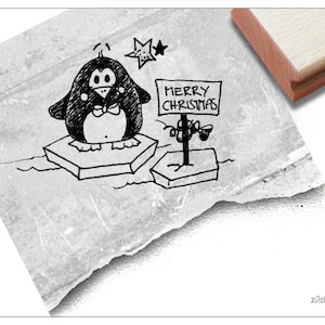 Timbro Timbro natalizio BUON NATALE pinguino - timbro fotografico per Natale, cartoline, etichette regalo, decorazioni natalizie, regalo per bambini