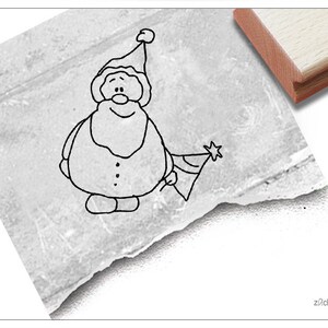 Stempel Weihnachststempel WEIHNACHTSMANN mit Baum- Bildstempel zu Weihnachten, Kita, Kinderzimmer, Schule, Ausmalen, Basteln, Deko, Geschenk