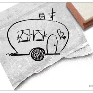 Sello con motivo de sello CARAVANA Caravana - sello de imagen para saludos de vacaciones, tarjetas, cartas, álbumes de recortes, álbumes de fotos y decoración, camping