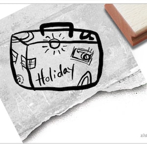 Sello HOLIDAY Suitcase - Bonito sello con motivo para saludos de vacaciones, tarjetas, cartas, correo de vacaciones, libro de fotos, vale de viaje, álbum de recortes