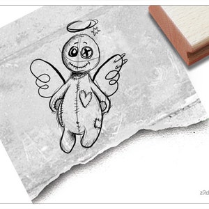 Stempel Motivstempel Engel Schutzengel, Voodoo-Puppe - Kinderstempel für Kita, Kinderzimmer, Basteln, Deko, Scrapbook, Geschenk für Kinder