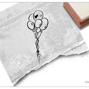 Stempel Ballons mit Herz - Motivstempel zum Valentinstag, Einladung zur Hochzeit, Karten zum Geburtstag, Einschulung, Tischdeko, Scrapbook