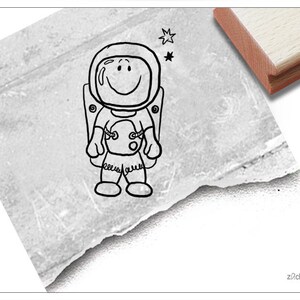 Timbro francobollo per bambini ASTRONAUTA astronauta - francobollo con motivo, regalo per bambini, asilo nido, cameretta, scuola, compleanno, iscrizione scolastica, artigianato