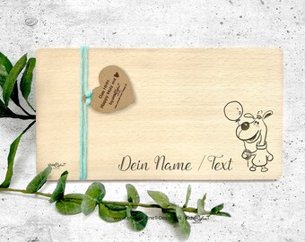 Planche en bois avec motif : CHIEN - planche de petit-déjeuner - personnalisable - idée cadeau, planche en bois avec gravure