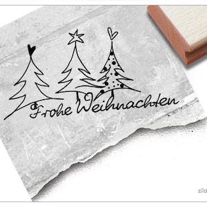Stempel Weihnachtsstempel FROHE WEIHNACHTEN mit Bäume - Textstempel zu Weihnachten, Karten, Geschenkanhänger, Geschenk, Weihnachtsdeko