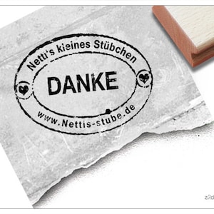 Adressstempel personalisiert DANKE Adress Stempel, Firmenstempel, Shopstempel individualisiert mit Wunschtext, Holzstempel, Geschenk Bild 1