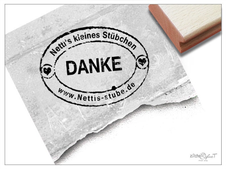 Adressstempel personalisiert DANKE Adress Stempel, Firmenstempel, Shopstempel individualisiert mit Wunschtext, Holzstempel, Geschenk Bild 1