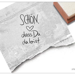 Stempel Schön, dass Du da bist - Textstempel für Karten und Geschenkanhänger, zur Hochzeit, Willkommen, Tischdeko, Gastgeschenk, Scrapbook