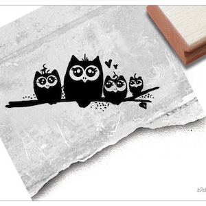 Stempel Tierstempel Eulen-Familie - Motivstempel für Kita, Kinderzimmer, Schule, Einschulung, Basteln und Deko, Geschenk für Kinder