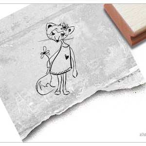 Stempel Fuchs, Füchsin - Tierstempel mit Fähe, Fuchsstempel für Kita, Kinderzimmer und Schule, Basteln, Deko, Geschenk für Kinder, Scrapbook